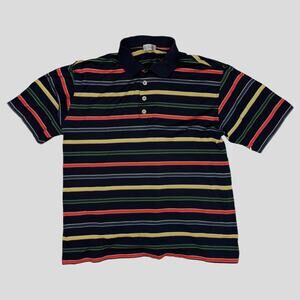 Men's Ancona Multicolored Striped Collared Short Sleeve Shirt Size XL